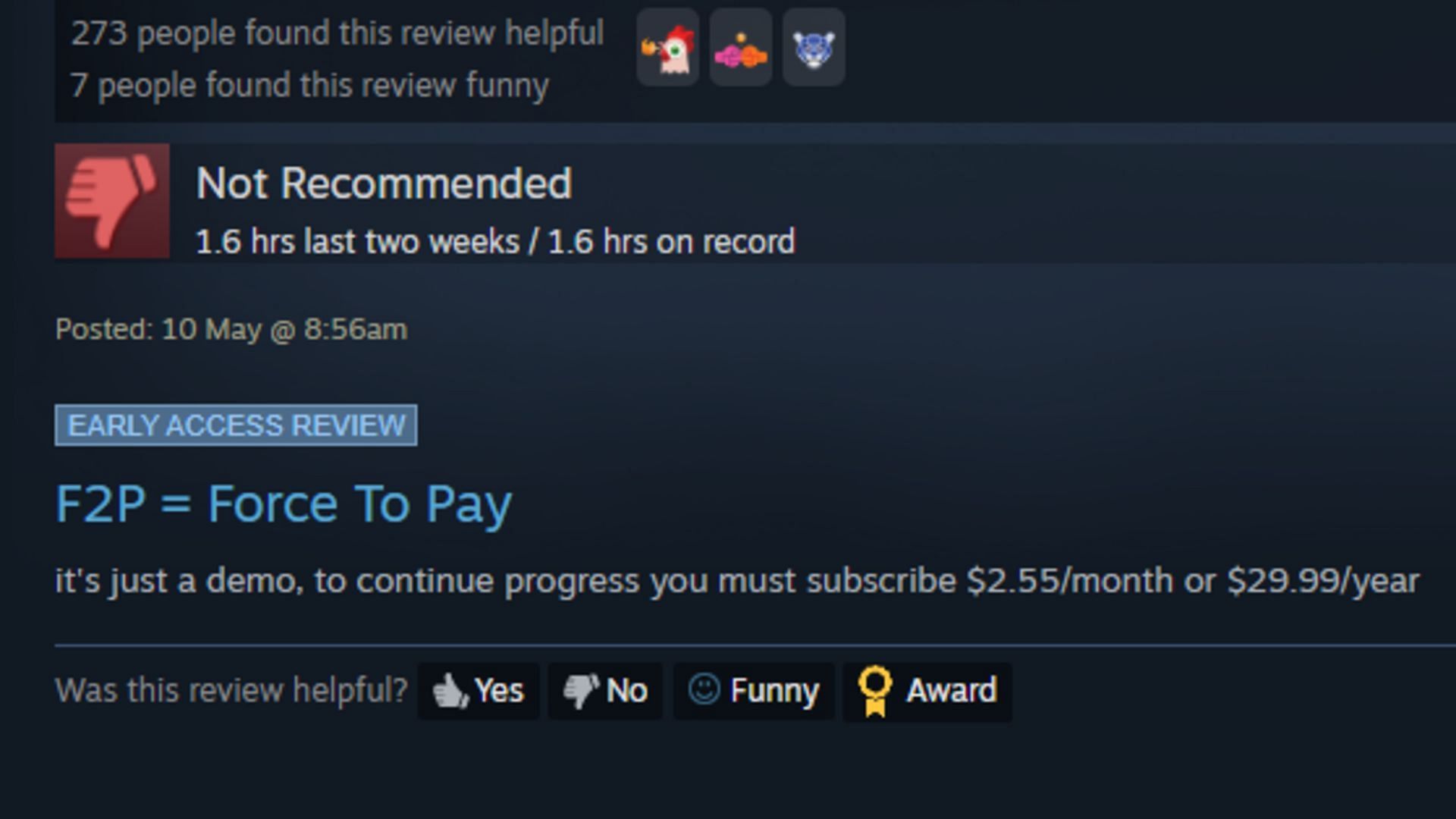 A player's review (Image via Steam)
